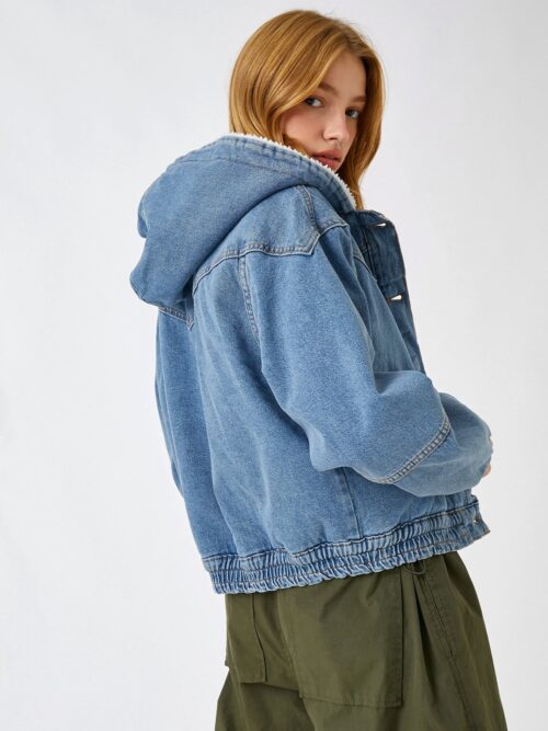 Denim Jacket Hooded Sherpa